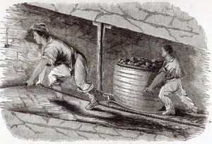 Kvindeskuffe i en kulgrav i Little Bolton, 1842 af English School